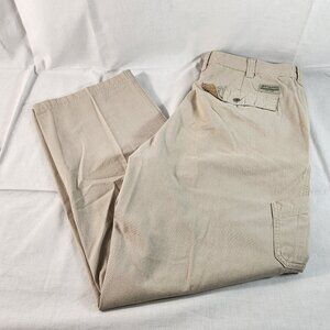 Columbia Outdoor Mens Cotton Khaki Pants Sz 36 (Actual 35) Snap Button Belted